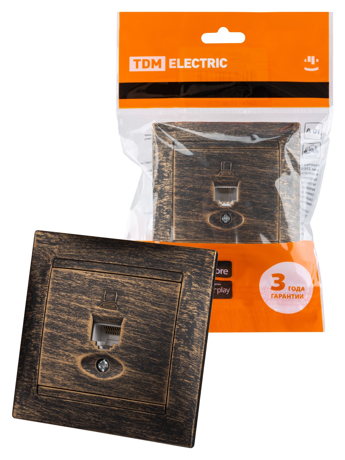 Розетка ПК RJ45 старинная бронза "Лама" TDM