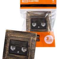 Розетка ТФ двойная RJ11 старинная бронза “Лама” TDM