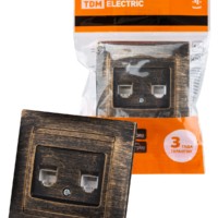 Розетка ТФ RJ11 + ПК RJ45 старинная бронза “Лама” TDM