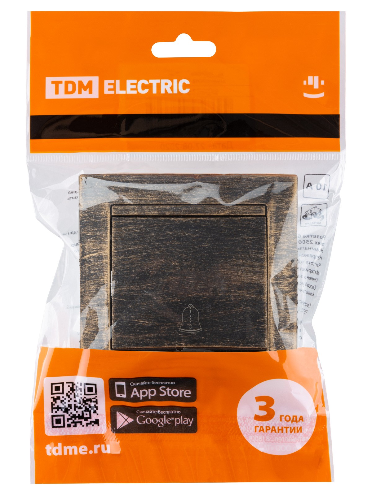 Кнопка звонковая 6А старинная бронза "Лама" TDM — изображение 5