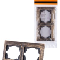 Рамка 2-х постовая горизонтальная старинная бронза “Лама” TDM