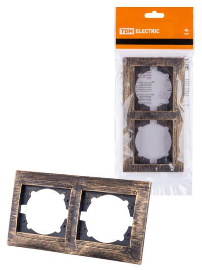 Рамка 2-х постовая горизонтальная старинная бронза “Лама” TDM