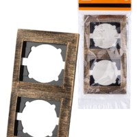 Рамка 2-х постовая вертикальная старинная бронза “Лама” TDM