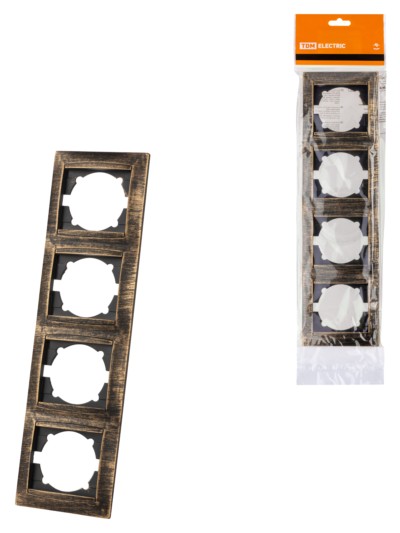 Рамка 4-х постовая вертикальная старинная бронза “Лама” TDM