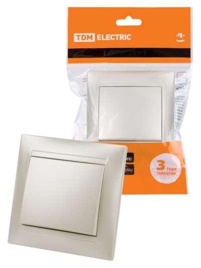 Выключатель 1кл. 10А перламутр Лама TDM