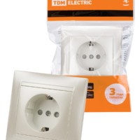 Розетка 2П+З 16А 250В с защитными шторками  перламутр “Лама” TDM