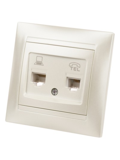 Розетка ТФ RJ11 + ПК RJ45 перламутр "Лама" TDM — изображение 2