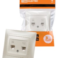 Розетка ТФ RJ11 + ПК RJ45 перламутр “Лама” TDM