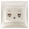 Розетка ТФ RJ11 + ПК RJ45 перламутр "Лама" TDM