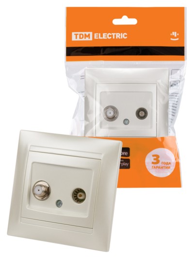 Розетка ТВ (“мама”) + SAT (F-разъем) 0-2400МГц перламутр “Лама” TDM