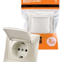 Розетка 2П+З 16А 250В  IP44 с крышкой перламутр “Лама” TDM