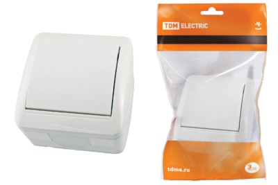 Выключатель 1кл. ОУ IP44 10А белый Селигер TDM