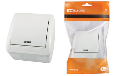 Выключатель 1кл. ОУ с подсветкой IP44 10А белый Селигер TDM