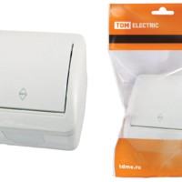 Выключатель 1кл. проходной ОУ IP44 10А белый Селигер TDM