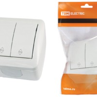 Выключатель 2кл. проходной ОУ IP44 10А белый Селигер TDM