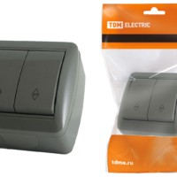 Выключатель 2кл. проходной ОУ IP44 10А серый Селигер TDM