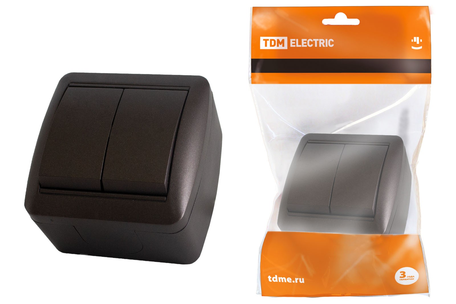 Выключатель 2кл. ОУ IP44 10А шоколад Селигер TDM