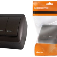 Выключатель 2кл. ОУ с подсветкой IP44 10А шоколад Селигер TDM
