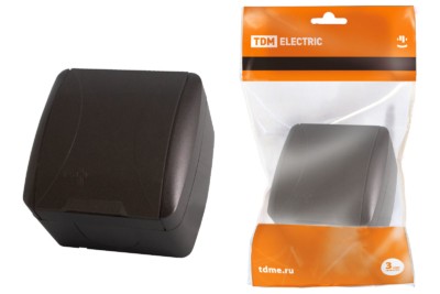 Розетка 2П+3 открытой установки IP54 16А с крышкой шоколад “Селигер” TDM