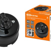 Выключатель фарфоровый поворотный с ручкой (бантик) 10А черный Болонь TDM