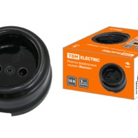 Розетка фарфоровая 2П 10А 250В черная «Болонь» TDM