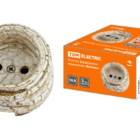 Розетка фарфоровая 2П 10А 250В мраморная «Болонь» TDM