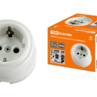 Розетка фарфоровая 2П+З 16А 250В белая «Болонь» TDM