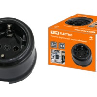 Розетка фарфоровая 2П+З 16А 250В черная «Болонь» TDM