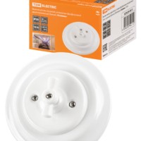 Выключатель 2кл. СУ фарфоровый поворотный с ручкой (бантик) 10А белый Болонь TDM