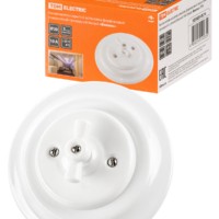 Выключатель СУ фарфоровый поворотный проходной с ручкой (бантик) 10А белый Болонь TDM