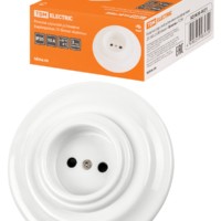 Розетка скрытой установки фарфоровая 2П 10А 250В белая «Болонь» TDM