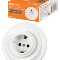 Розетка скрытой установки фарфоровая 2П+З 16А 250В белая «Болонь» TDM