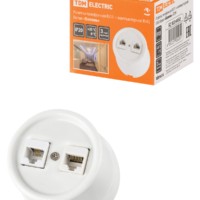 Розетка ТФ RJ11 + ПК RJ45 белая «Болонь» TDM