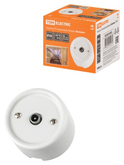 Розетка ТВ оконечная белая «Болонь» TDM
