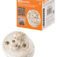 Выключатель фарфоровый поворотный проходной с ручкой (бантик) 10А мраморный Болонь TDM