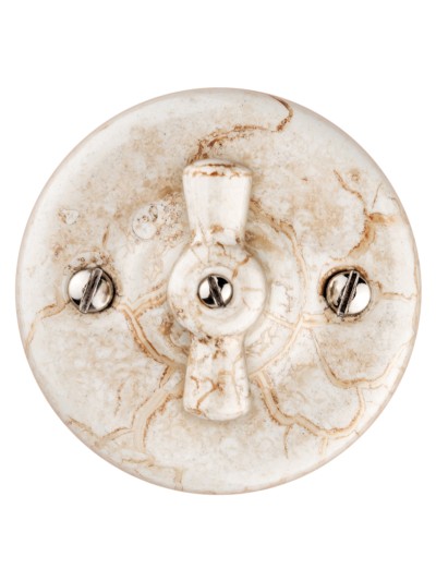 Выключатель фарфоровый поворотный перекрёстный с ручкой (бантик) 10А мраморный Болонь TDM — изображение 3