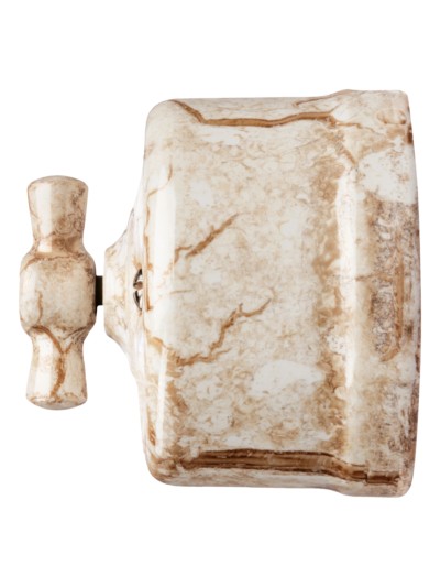 Выключатель фарфоровый поворотный перекрёстный с ручкой (бантик) 10А мраморный Болонь TDM — изображение 4