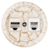 Розетка ТФ RJ11 + ПК RJ45 мраморная «Болонь» TDM