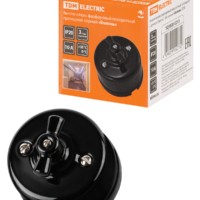 Выключатель фарфоровый поворотный проходной с ручкой (бантик) 10А черный Болонь TDM