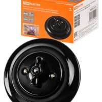 Выключатель 2кл. СУ фарфоровый поворотный с ручкой (бантик) 10А черный Болонь TDM