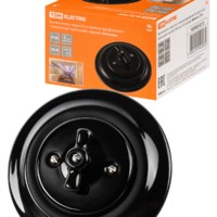 Выключатель СУ фарфоровый поворотный проходной с ручкой (бантик) 10А черный Болонь TDM