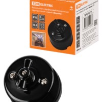 Выключатель фарфоровый поворотный перекрёстный с ручкой (бантик) 10А черный Болонь TDM