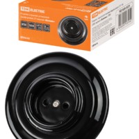 Розетка скрытой установки фарфоровая 2П 10А 250В черная «Болонь» TDM