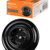 Розетка скрытой установки фарфоровая 2П+З 16А 250В черная «Болонь» TDM