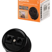 Розетка ПК двойная RJ45 черная «Болонь» TDM