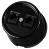Розетка ПК двойная RJ45 черная «Болонь» TDM