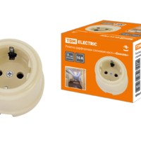 Розетка фарфоровая 2П+З 16А 250В сл. кость «Болонь» TDM