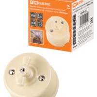 Выключатель 2кл. фарфоровый поворотный с ручкой (бантик) 10А сл. кость Болонь TDM