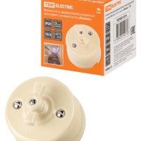 Выключатель фарфоровый поворотный проходной с ручкой (бантик) 10А сл. кость Болонь TDM