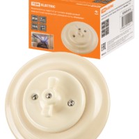 Выключатель СУ фарфоровый поворотный проходной с ручкой (бантик) 10А сл. кость Болонь TDM